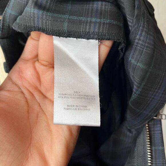 Tibi Trouser Pants Marvel Black Blue Plaid Taylor Straight Leg Ankle Pant Size 4 - Picture 10 of 11